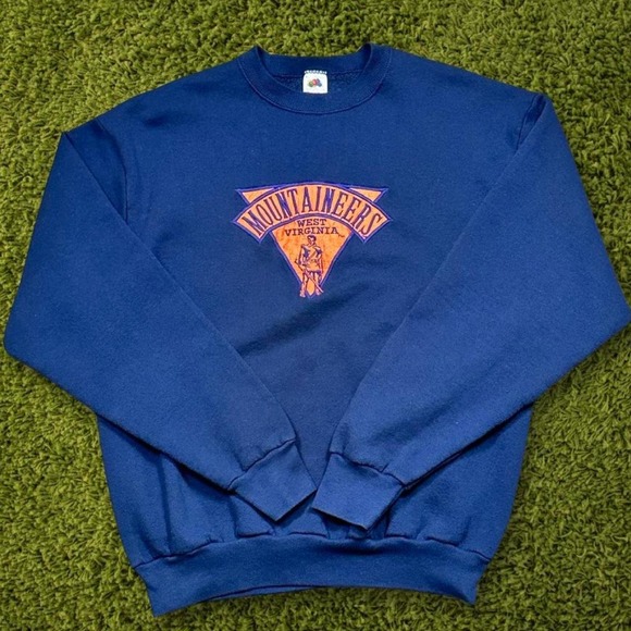 Vintage Made In USA Mountaineers Blue Sweatshirt - Picture 1 of 6